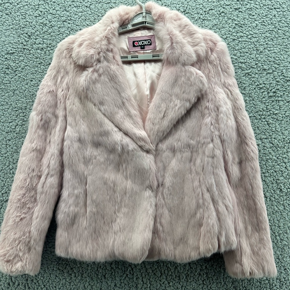 XOXO Vintage Coat Blush Rabbit Fur Coat SZ M - Picture 13 of 17